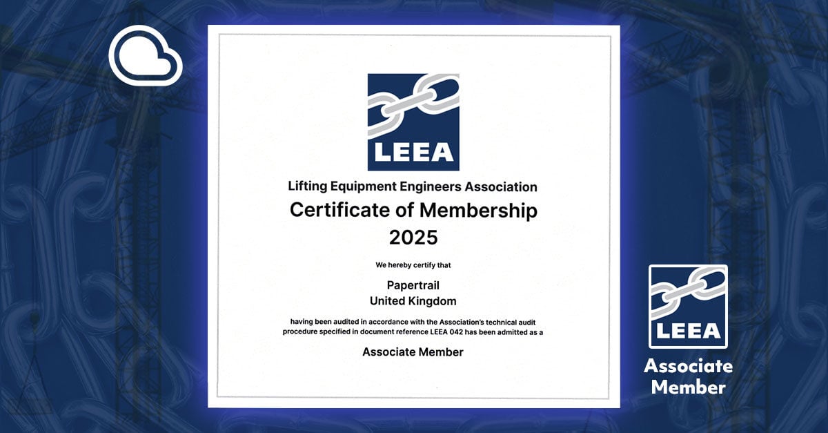 Papertrail Joins LEEA to Enhance Lifting Equipment Compliance & Safety